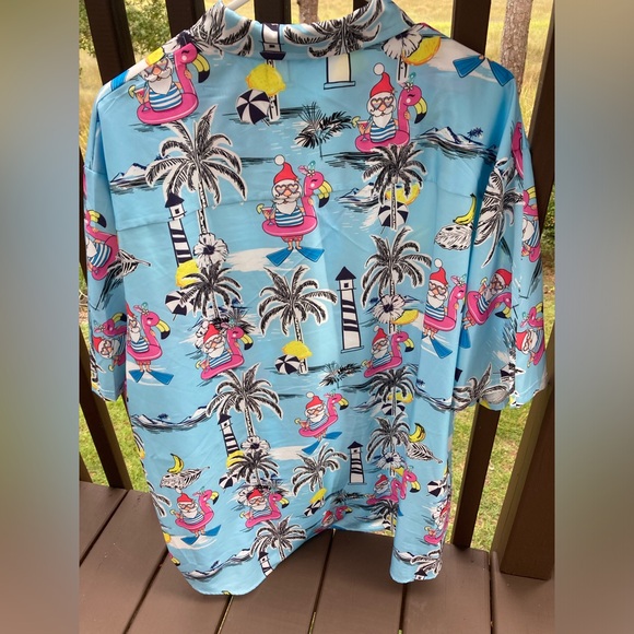 Men’s Christmas Hawaiian Button Down Shirt - Picture 3 of 3